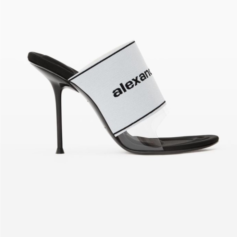 Sienna logo stretch high heel sandal.